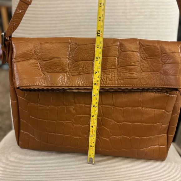 VERA PELLE - made in Italy - Elegant Croc-Embossed Brown Shoulder Bag - Picture 8 of 13